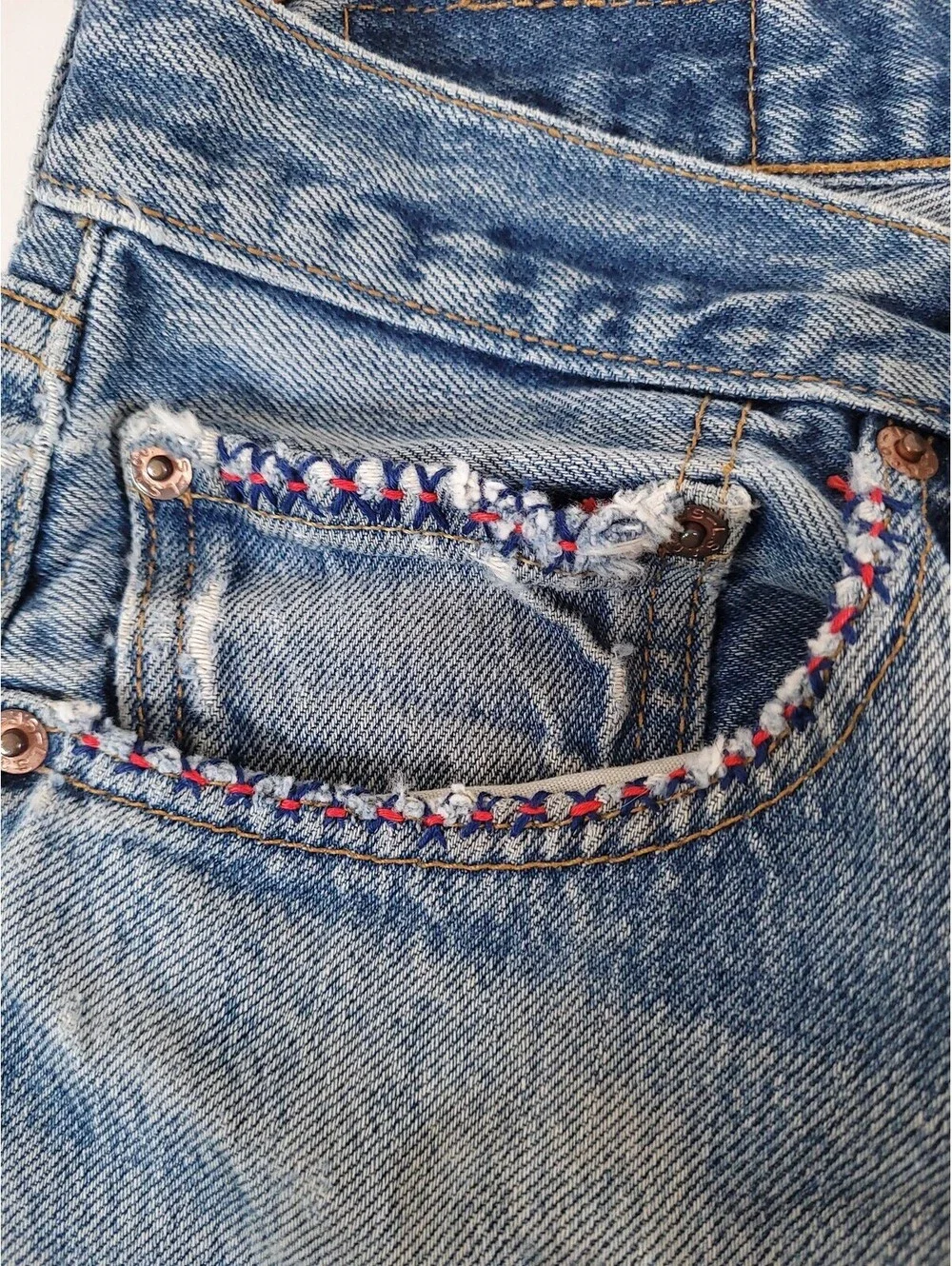 Vintage levis 501 xx 34x38 sashiko patchwork boro jeans 35 inseam